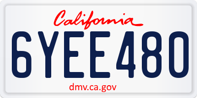 CA license plate 6YEE480