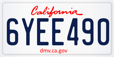 CA license plate 6YEE490