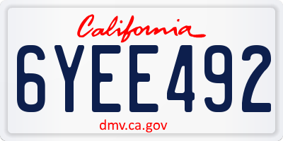 CA license plate 6YEE492