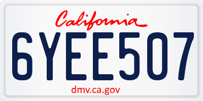 CA license plate 6YEE507