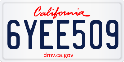 CA license plate 6YEE509