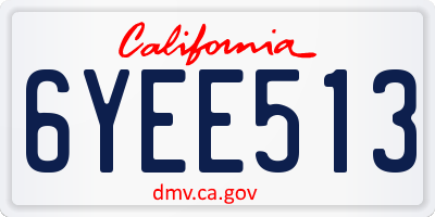 CA license plate 6YEE513
