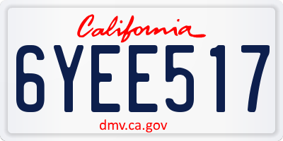 CA license plate 6YEE517
