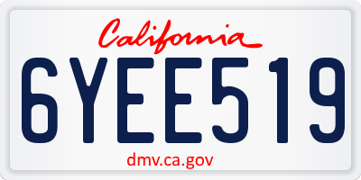 CA license plate 6YEE519
