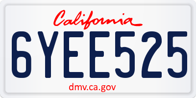 CA license plate 6YEE525