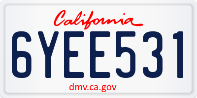 CA license plate 6YEE531