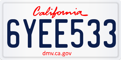 CA license plate 6YEE533