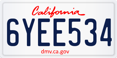 CA license plate 6YEE534