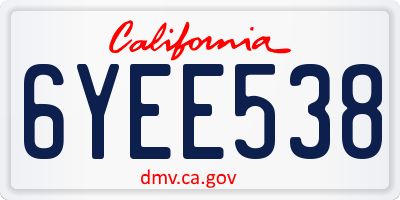 CA license plate 6YEE538