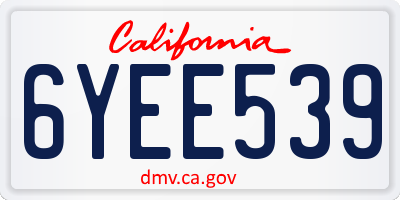 CA license plate 6YEE539