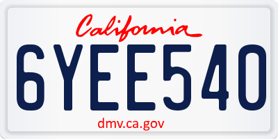 CA license plate 6YEE540