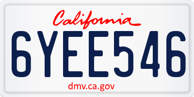 CA license plate 6YEE546