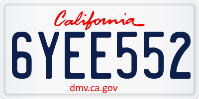 CA license plate 6YEE552