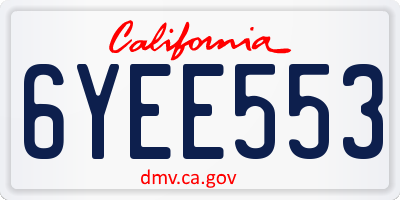 CA license plate 6YEE553