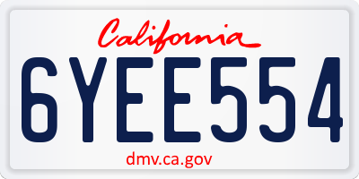 CA license plate 6YEE554
