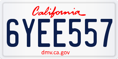 CA license plate 6YEE557
