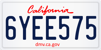 CA license plate 6YEE575