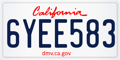 CA license plate 6YEE583