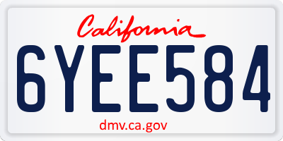 CA license plate 6YEE584