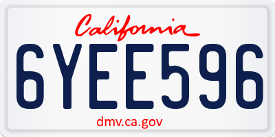 CA license plate 6YEE596