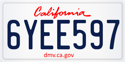 CA license plate 6YEE597