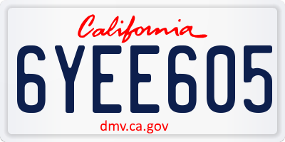 CA license plate 6YEE605