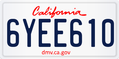 CA license plate 6YEE610