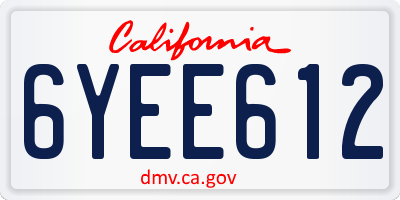 CA license plate 6YEE612