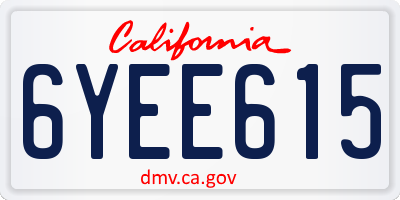 CA license plate 6YEE615