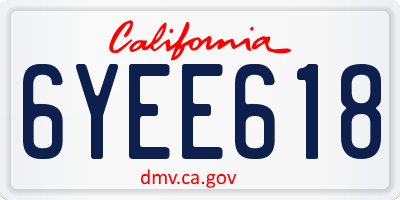 CA license plate 6YEE618