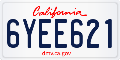 CA license plate 6YEE621