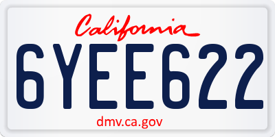 CA license plate 6YEE622