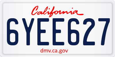 CA license plate 6YEE627