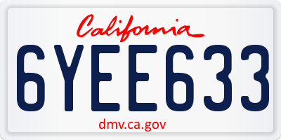 CA license plate 6YEE633