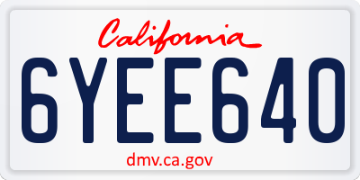 CA license plate 6YEE640