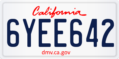 CA license plate 6YEE642