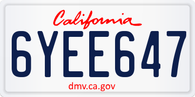 CA license plate 6YEE647