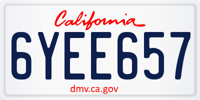 CA license plate 6YEE657