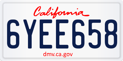 CA license plate 6YEE658