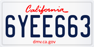 CA license plate 6YEE663