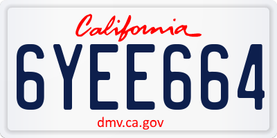 CA license plate 6YEE664