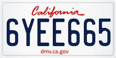 CA license plate 6YEE665