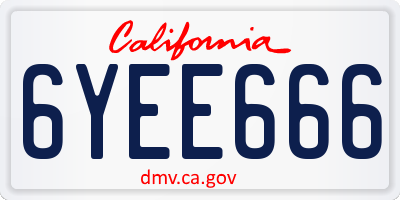 CA license plate 6YEE666