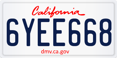 CA license plate 6YEE668