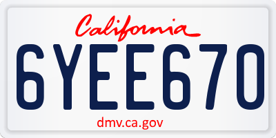 CA license plate 6YEE670
