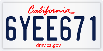 CA license plate 6YEE671