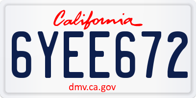 CA license plate 6YEE672