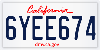 CA license plate 6YEE674