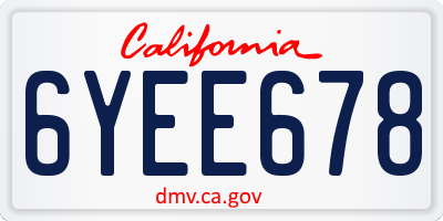 CA license plate 6YEE678
