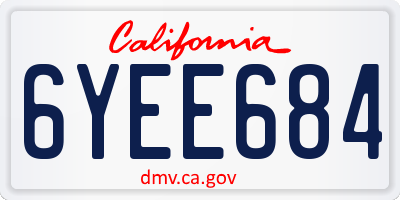 CA license plate 6YEE684